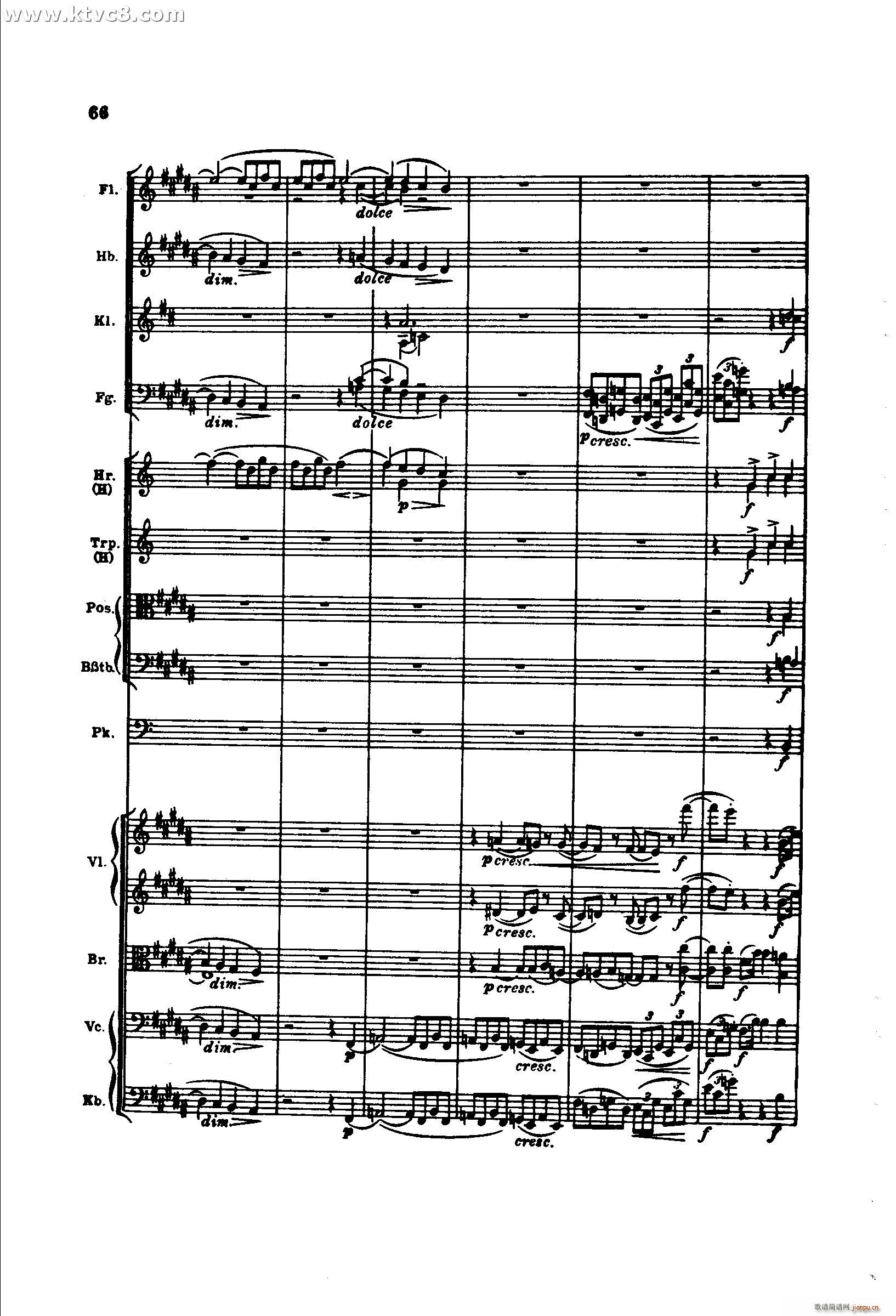 勃拉姆斯第二交响曲 第二乐章 不太慢的柔版(总谱)16