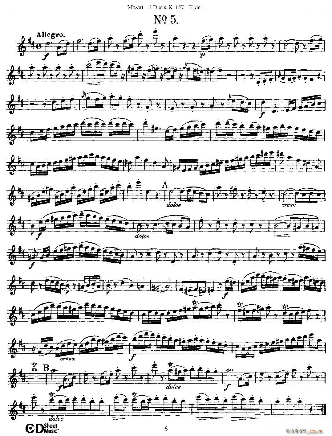 3 Duets K 157 之第一长笛 二重奏三首 K157号 铜管(笛箫谱)5