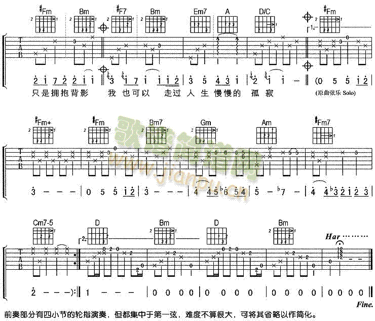 孤寂(吉他譜)3