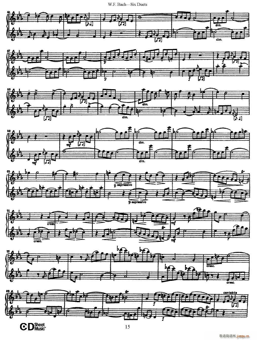 W F 巴赫 六首二重奏练习曲 3 2