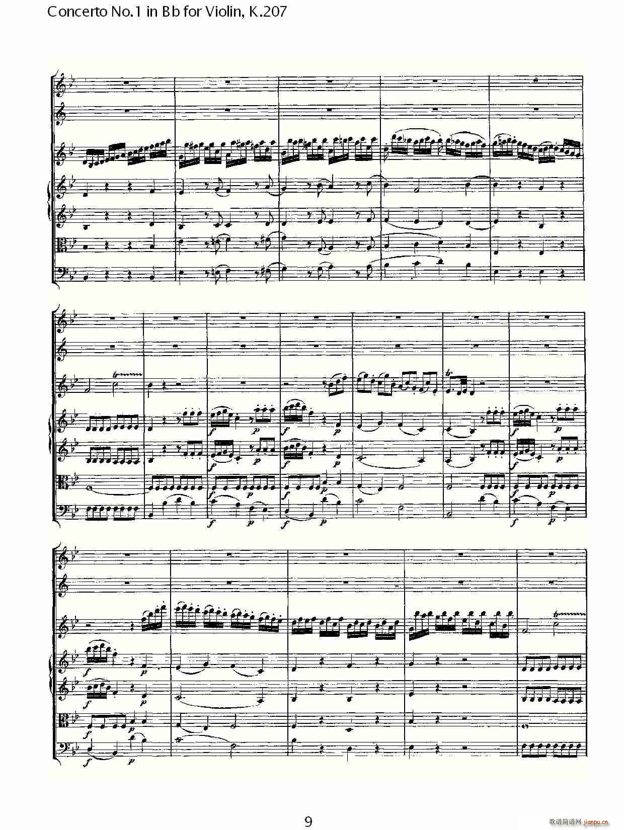 Concerto No.1 in Bb for Violin, K.207(小提琴谱)9