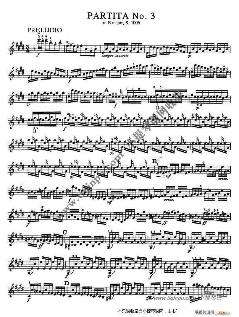 巴赫六首小提琴无伴奏奏鸣曲及组曲1006(小提琴谱)1