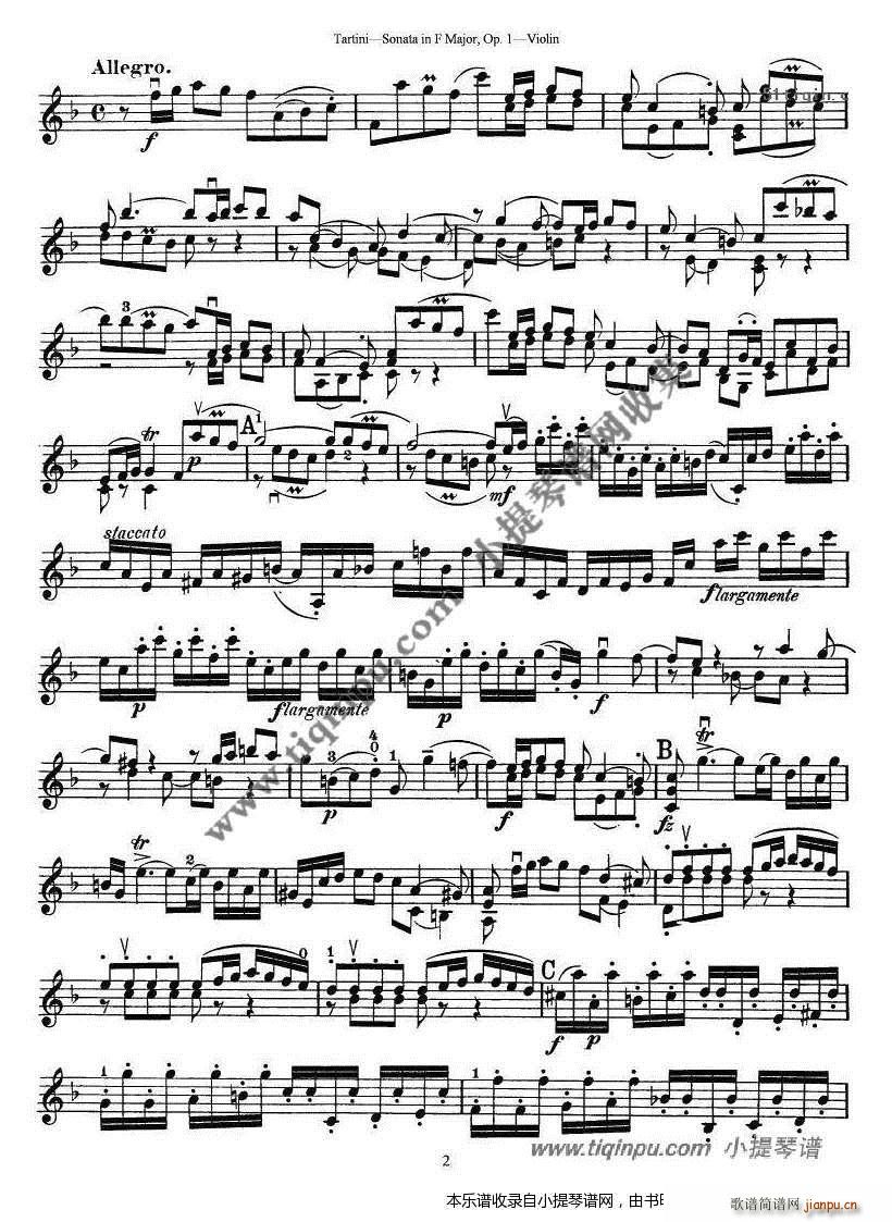 塔蒂尼F大调小提琴奏鸣曲 op 1 2