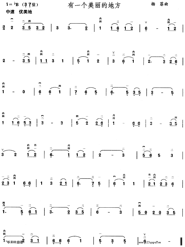 有一個(gè)美麗的地方(二胡譜)1