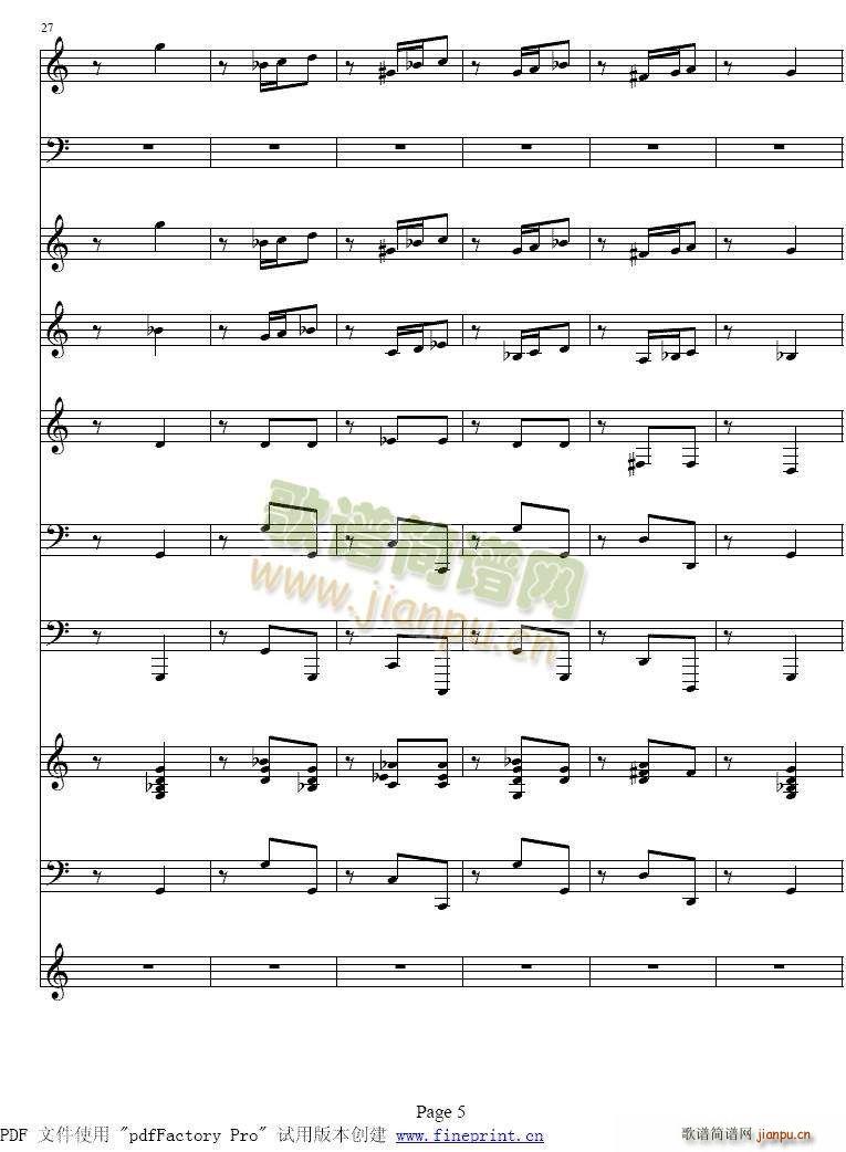 维瓦尔蒂 四季 夏 小提琴协奏曲1 8(小提琴谱)5