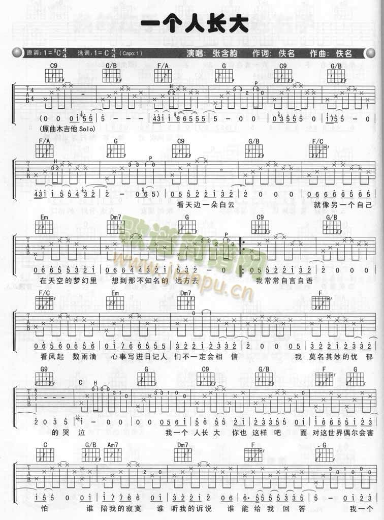 一個(gè)人長大(吉他譜)1