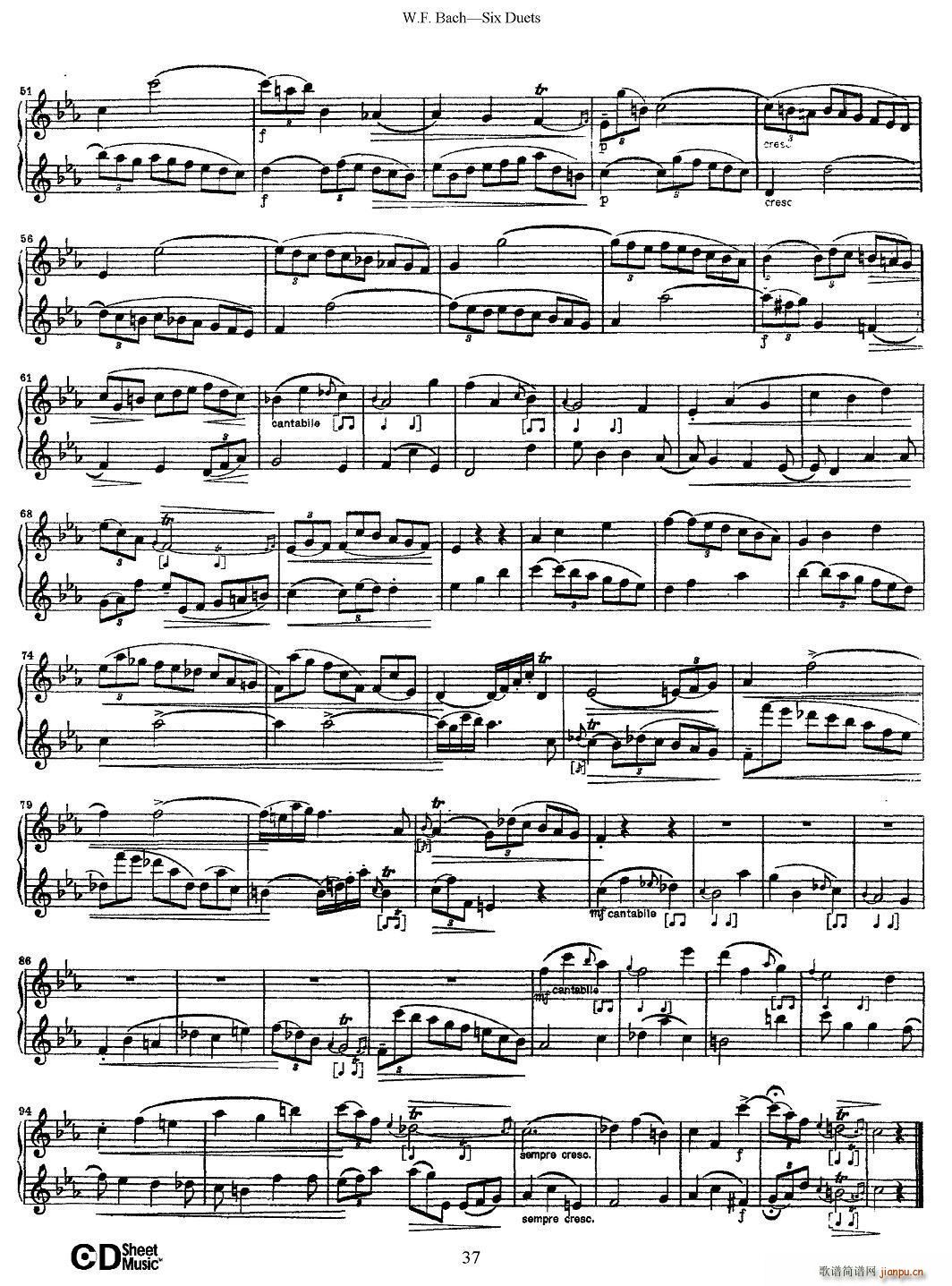 W F 巴赫 六首二重奏练习曲 5(笛箫谱)8