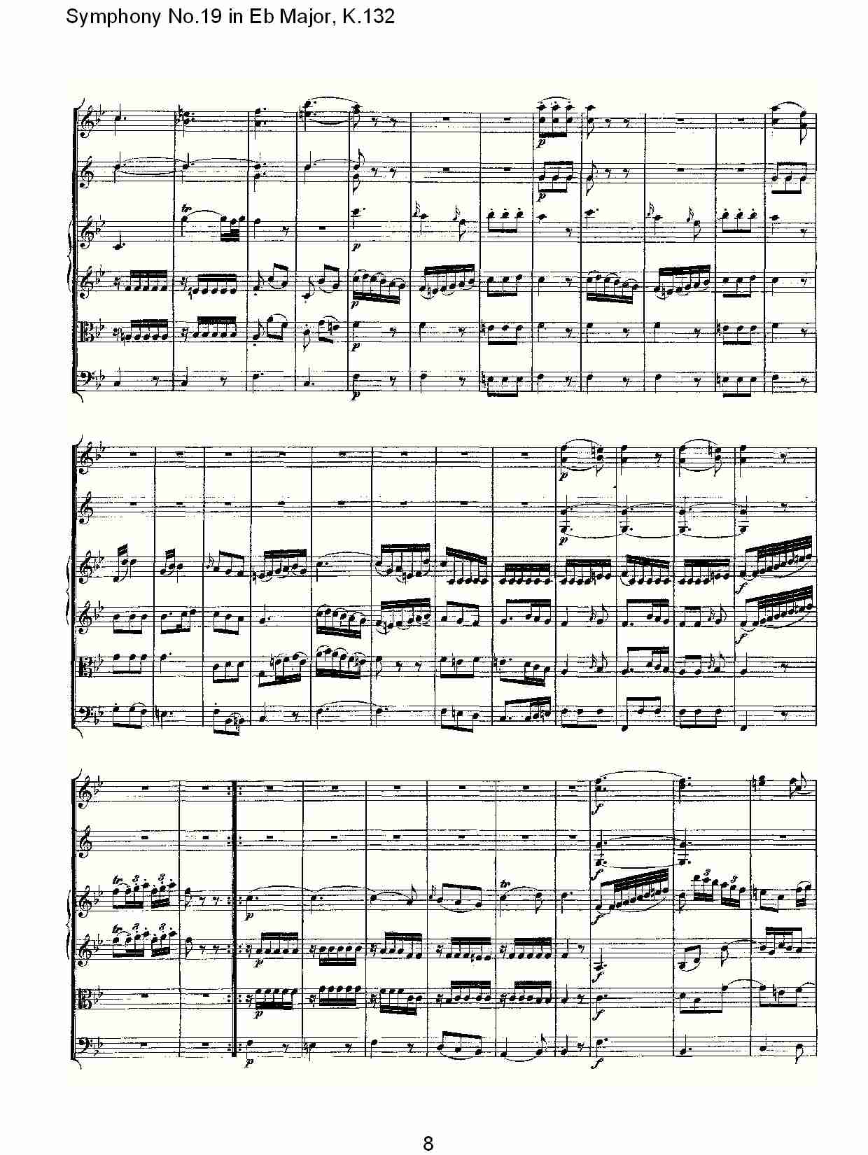 (Eb大调第十九交响曲K.132)（一）(总谱)8