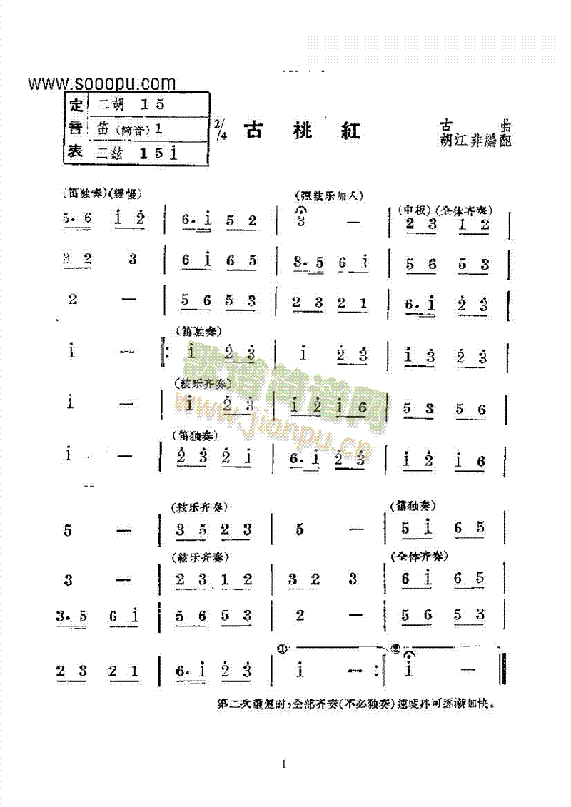 古桃花—國(guó)樂(lè)合奏曲樂(lè)隊(duì)類民樂(lè)合奏(其他樂(lè)譜)1