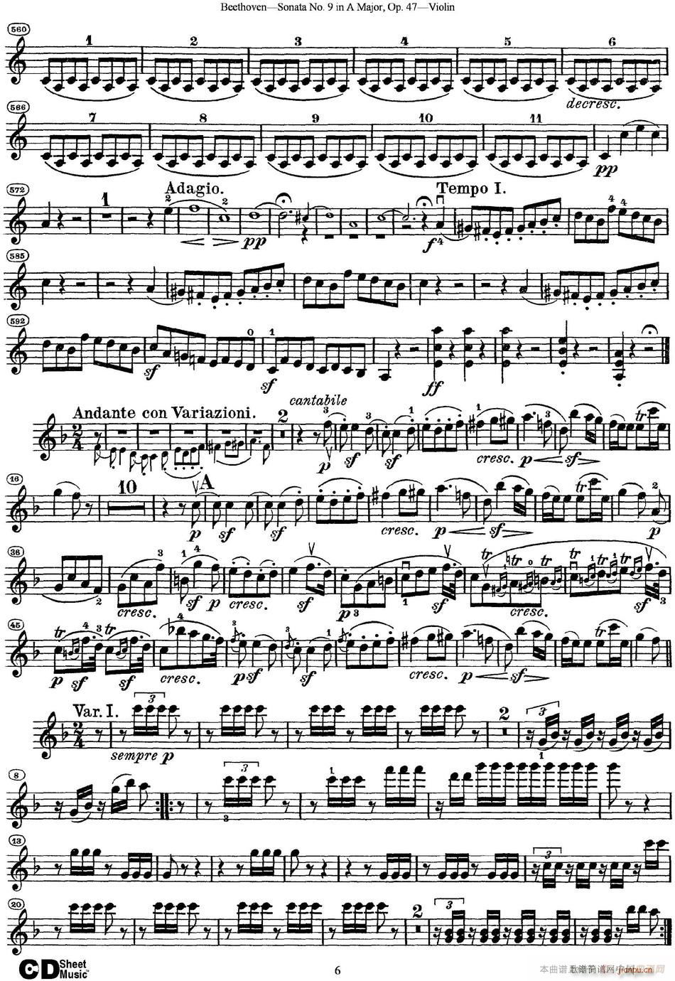 Violin Sonata No 9 in A Major Op 47(小提琴谱)6