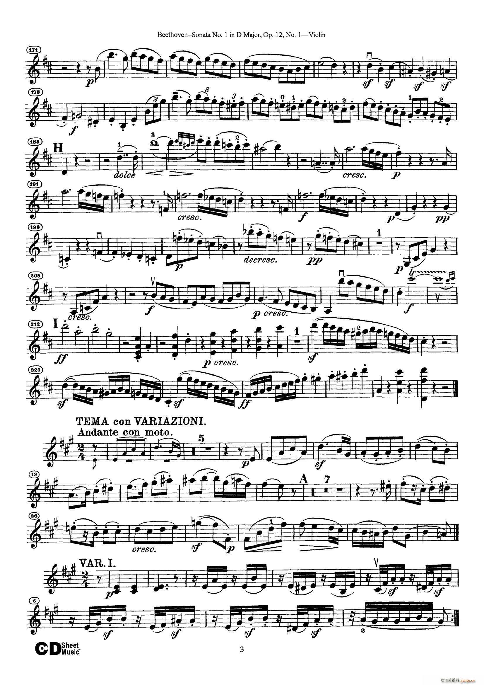 D大调第一小提琴奏鸣曲(小提琴谱)3