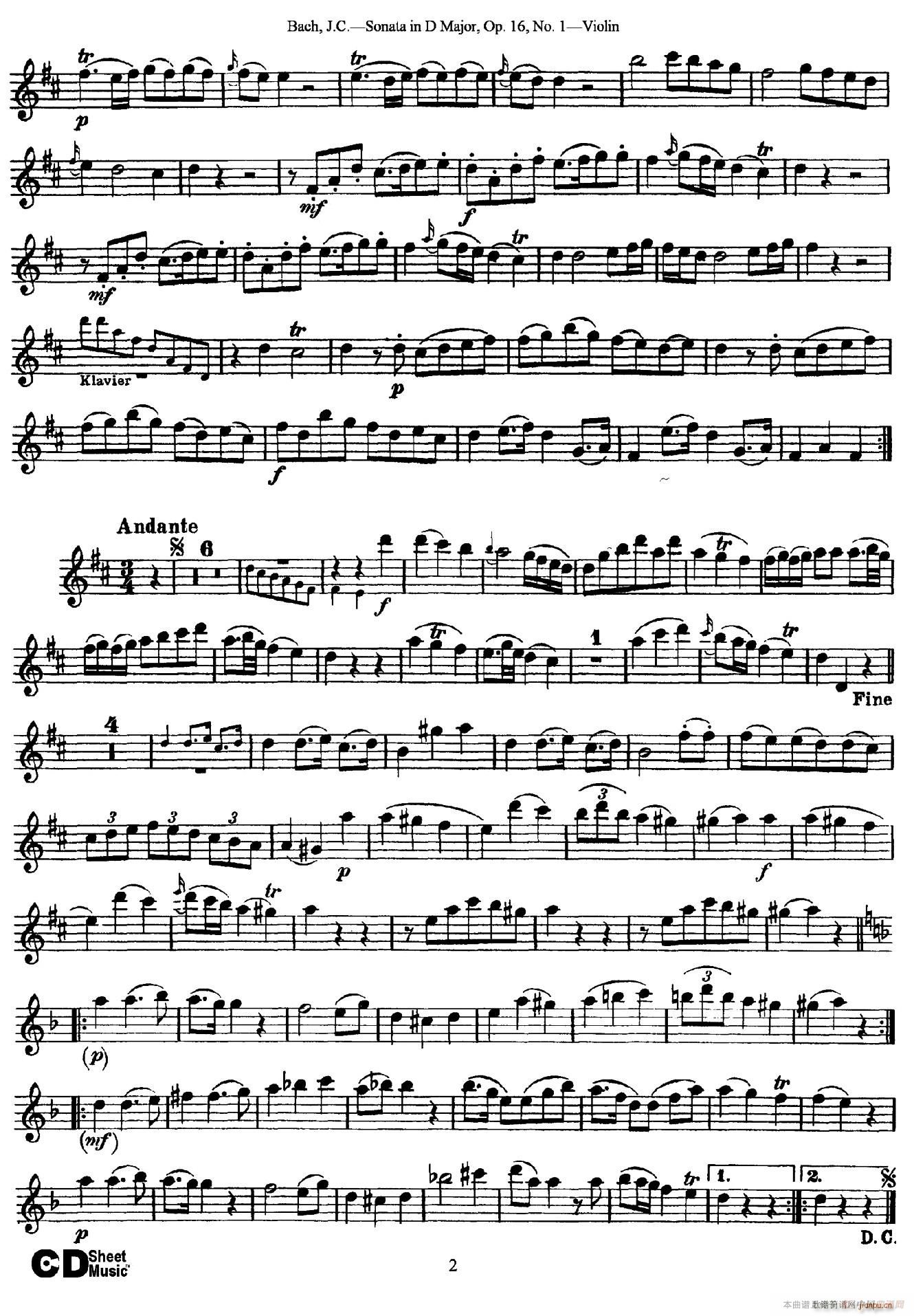 Sonata in D Major Op 16 No 1 2