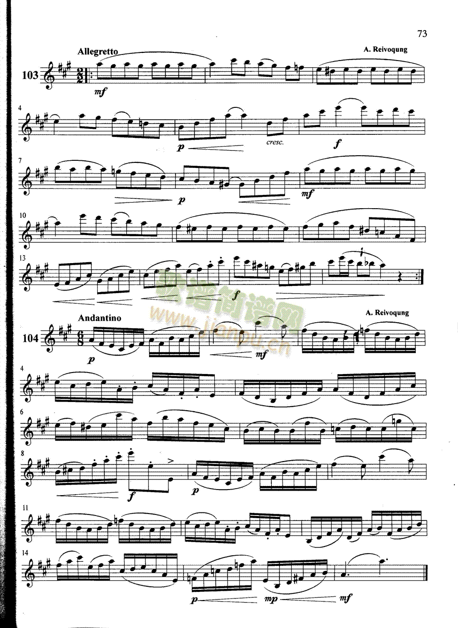 萨克斯管练习曲第100—073页(萨克斯谱)1