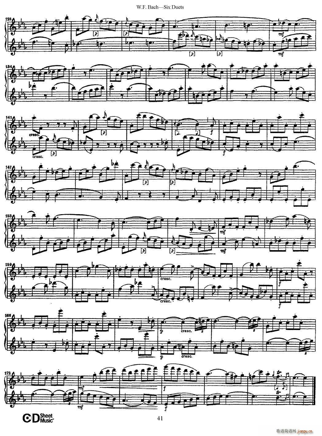 W F 巴赫 六首二重奏练习曲 5(笛箫谱)12