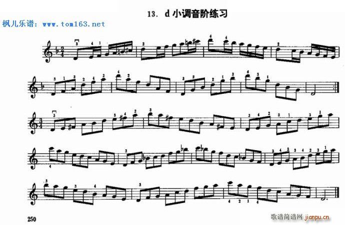 d小调音阶练习(小提琴谱)1