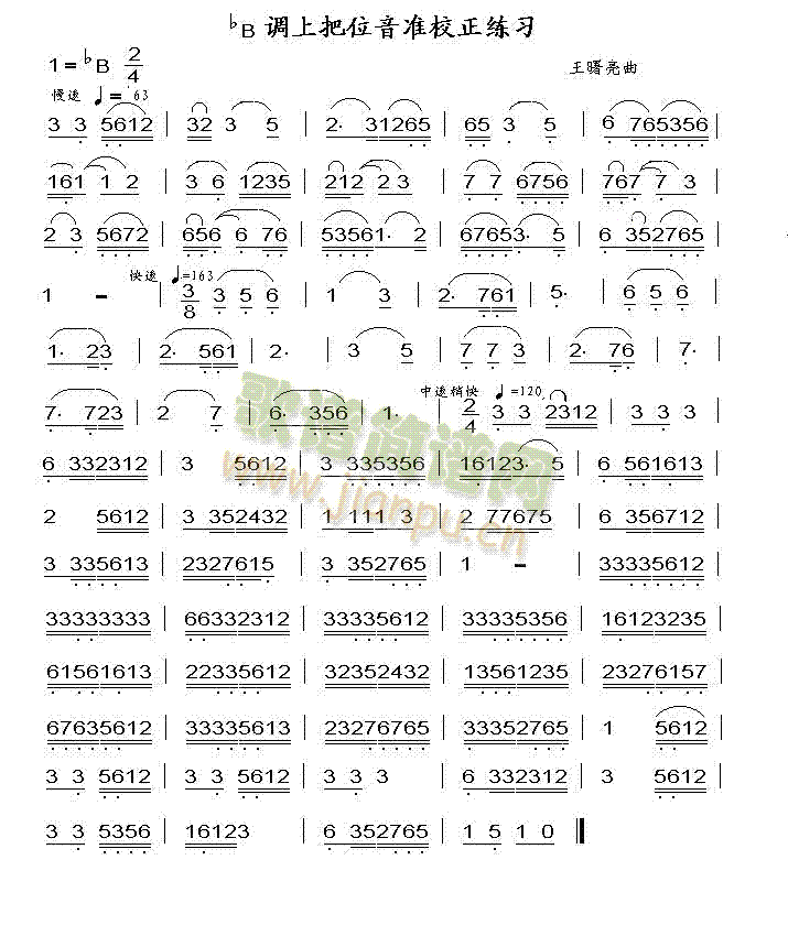 降B調(diào)上把音準(zhǔn)校正練習(xí)(二胡譜)1