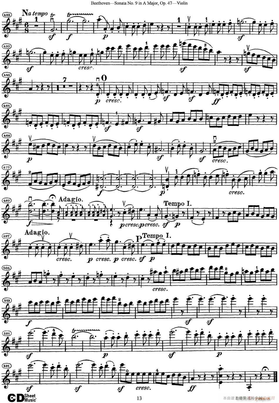 Violin Sonata No 9 in A Major Op 47(小提琴谱)13