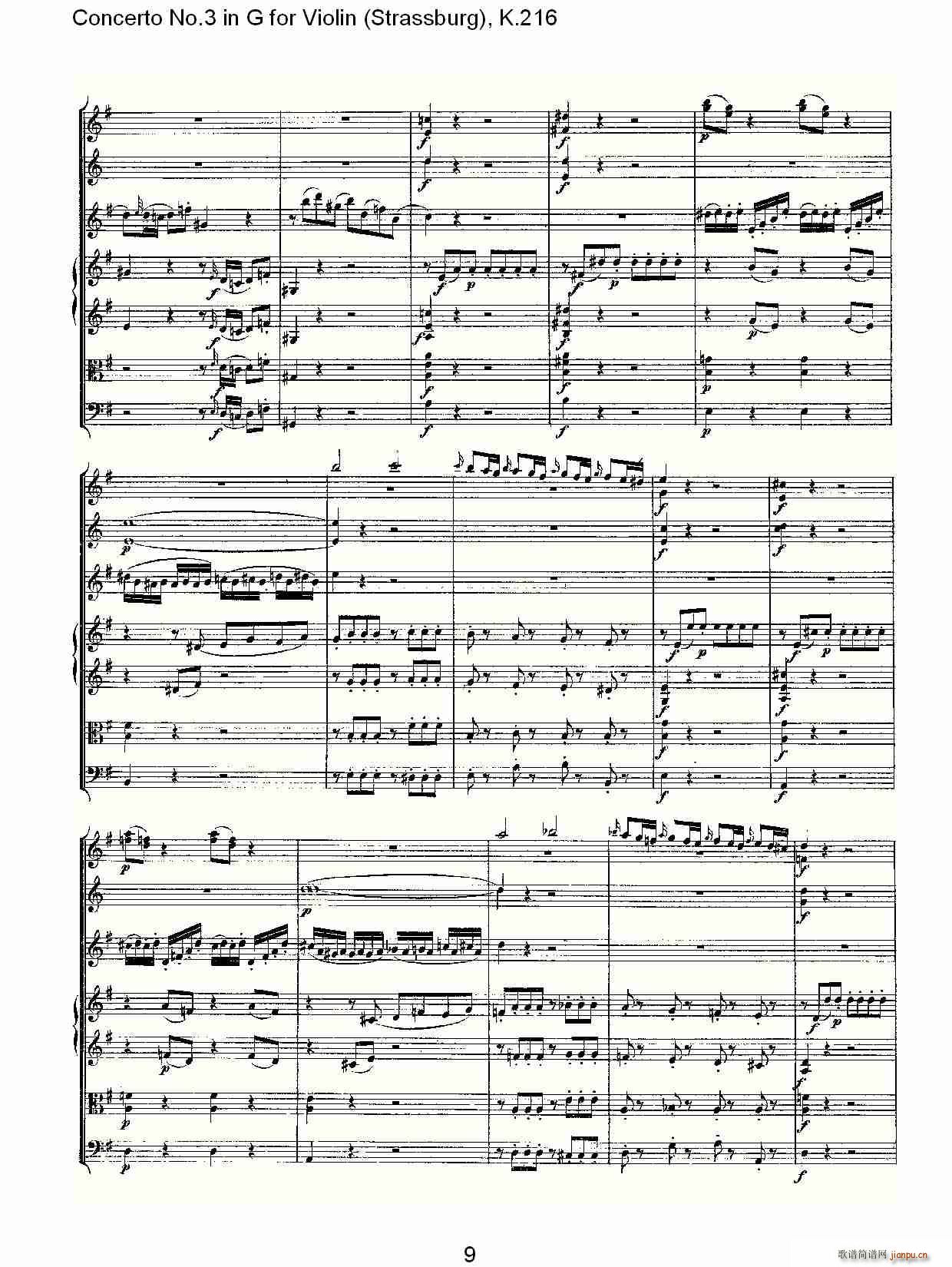 Concerto No.3 in G for Violin K.216(小提琴谱)9
