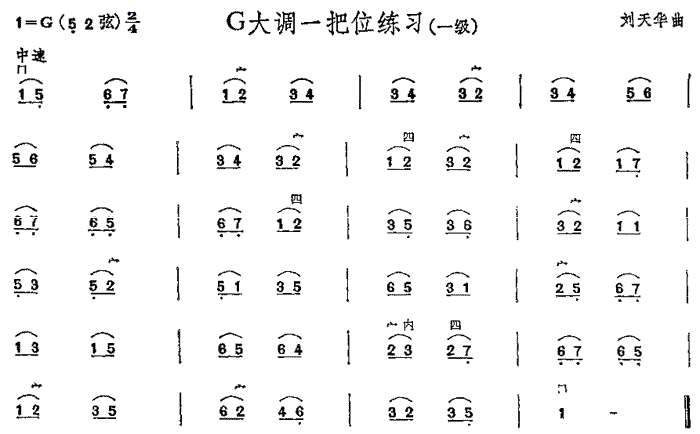 G大調(diào)一把位練習(xí)(二胡譜)1