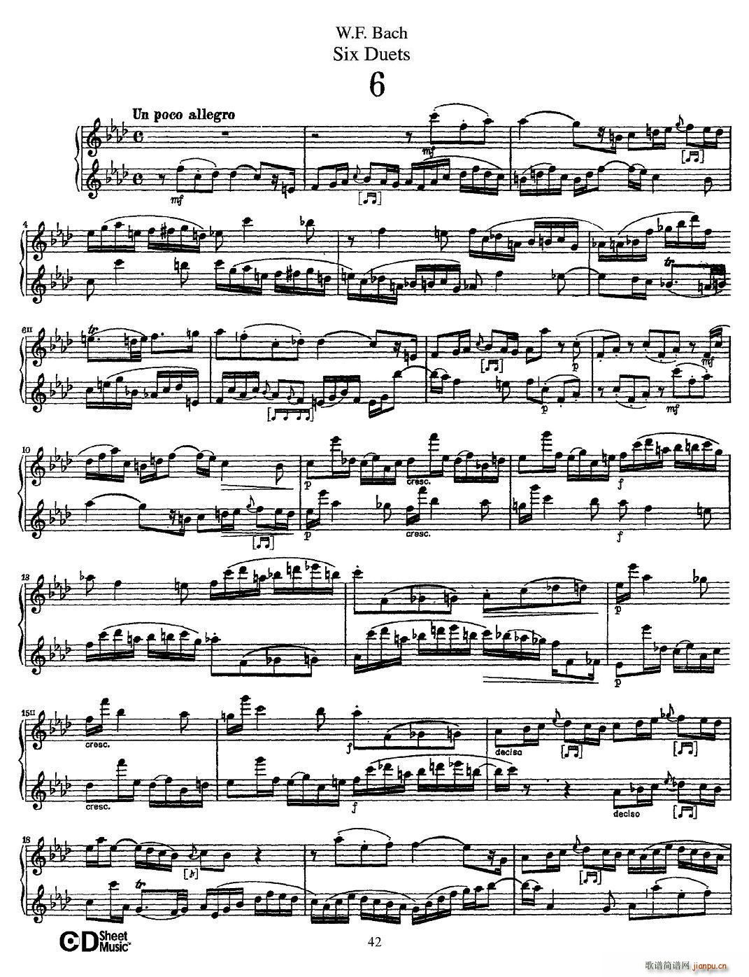 W F 巴赫 六首二重奏练习曲 6(笛箫谱)1