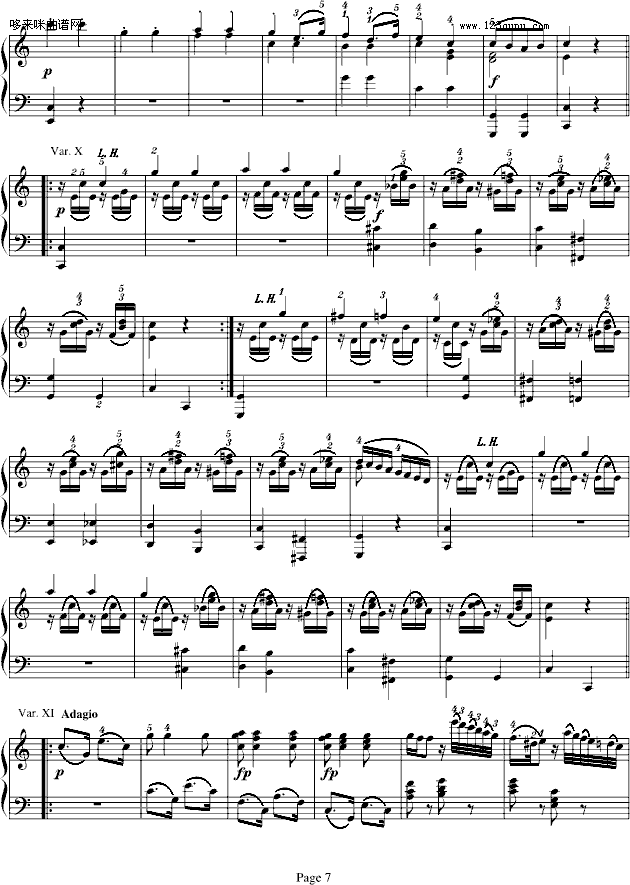 小星星变奏曲K.265-莫扎特(钢琴谱)7