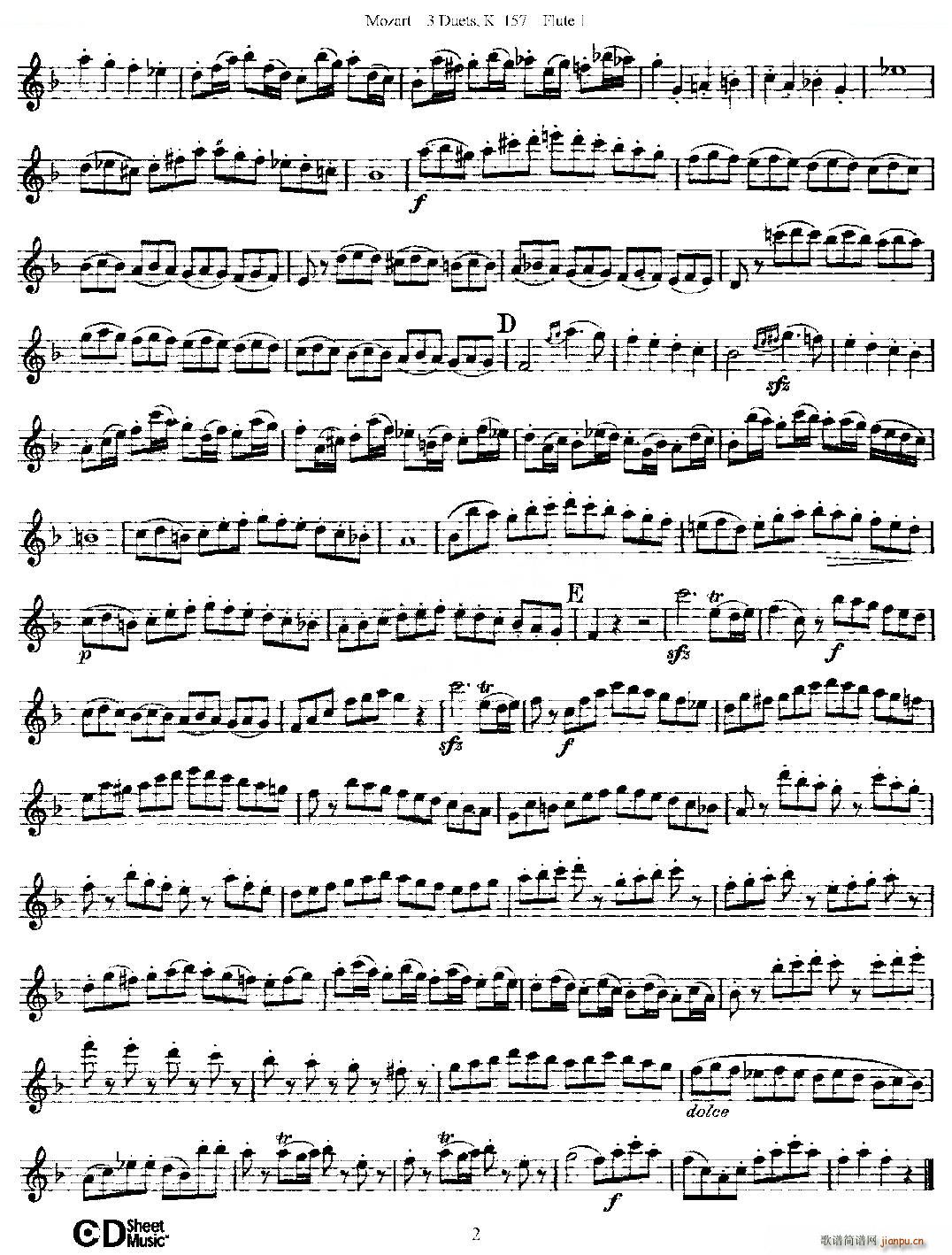 3 Duets K 157 之第一长笛 二重奏三首 K157号 铜管 2