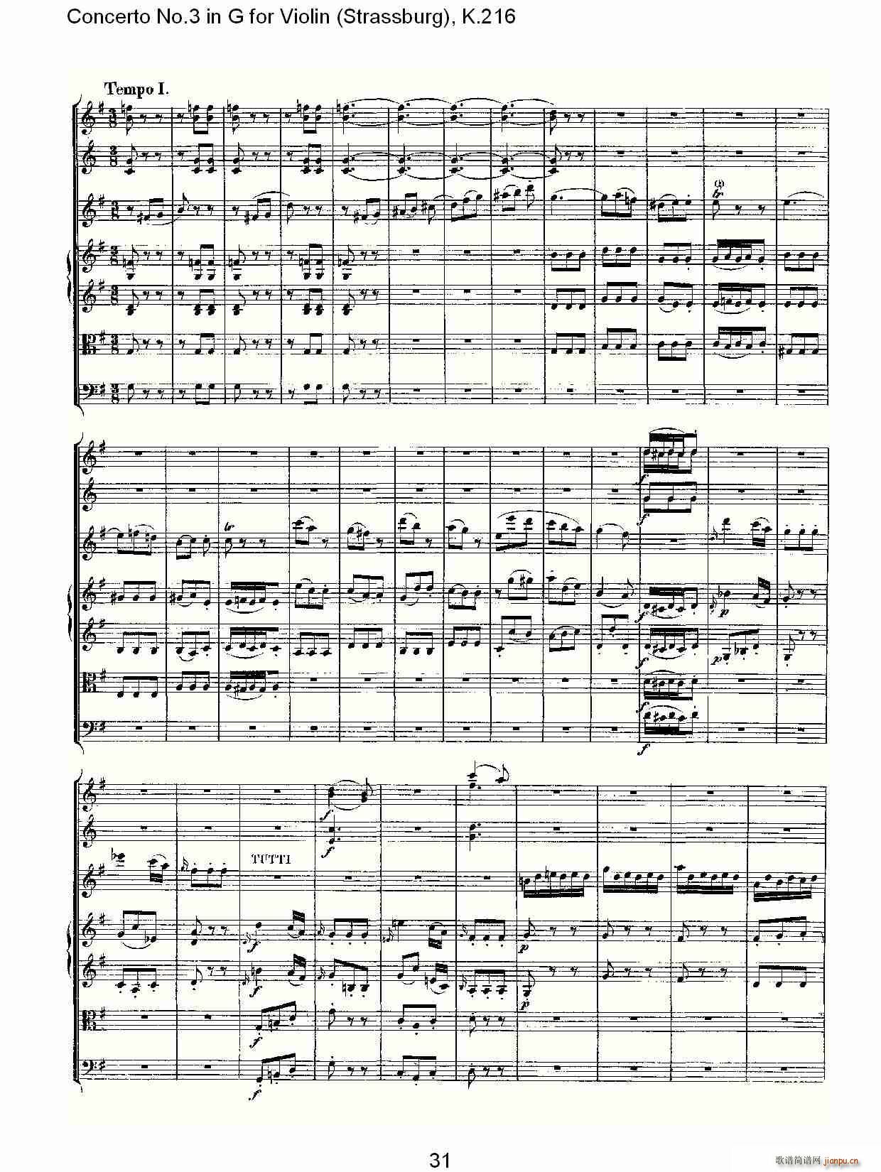Concerto No.3 in G for Violin K.216(小提琴谱)31