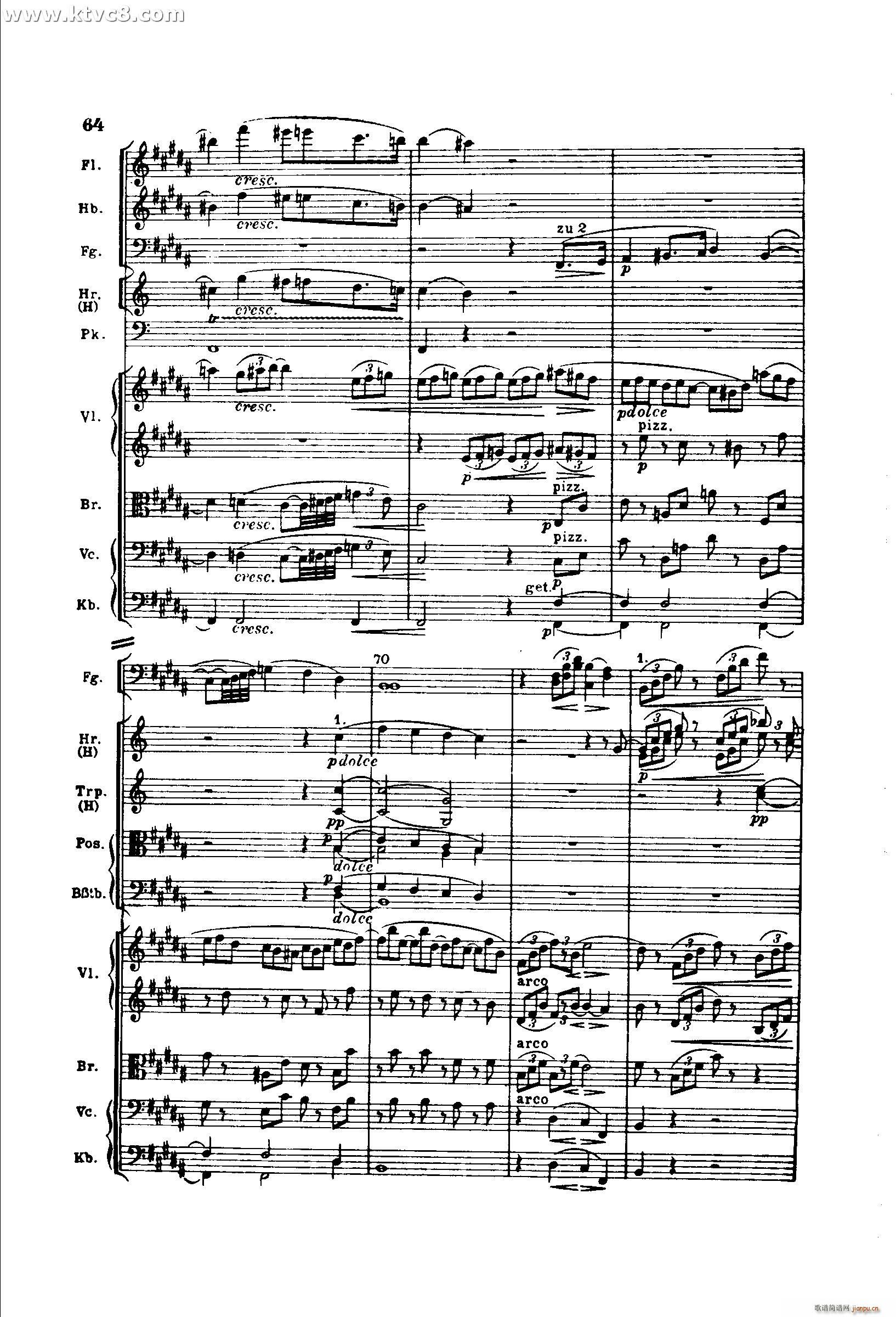 勃拉姆斯第二交响曲 第二乐章 不太慢的柔版(总谱)14