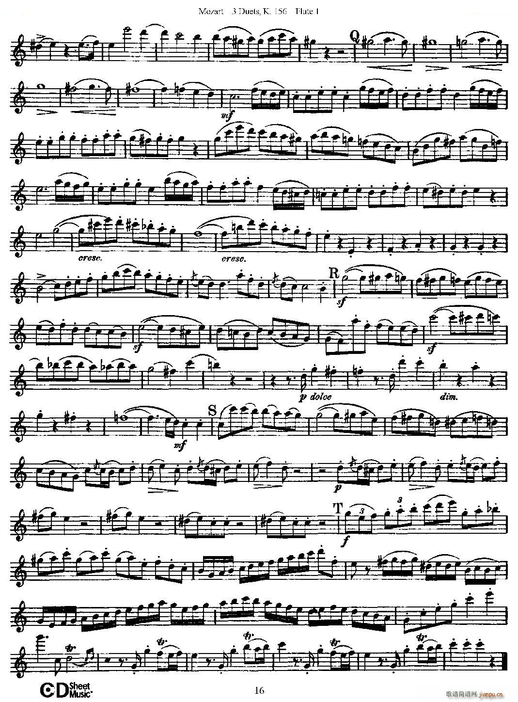 3 Duets K 156 之第一长笛 二重奏三首 K156号 铜管(笛箫谱)16
