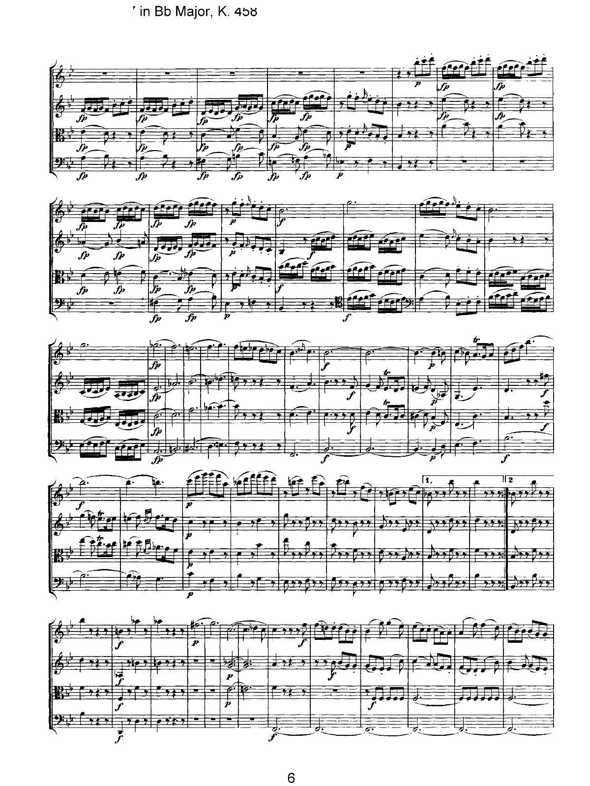 Mozart Quartet No 17 in Bb Major K 458(總譜)6