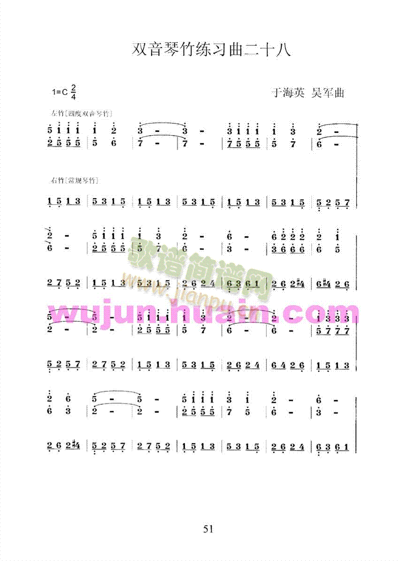 扬琴双音琴竹练习曲30首之二十八(其他乐谱)1