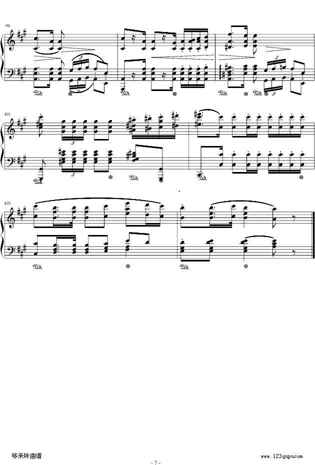 波兰军队舞曲-Op.40No.1-肖邦(钢琴谱)7