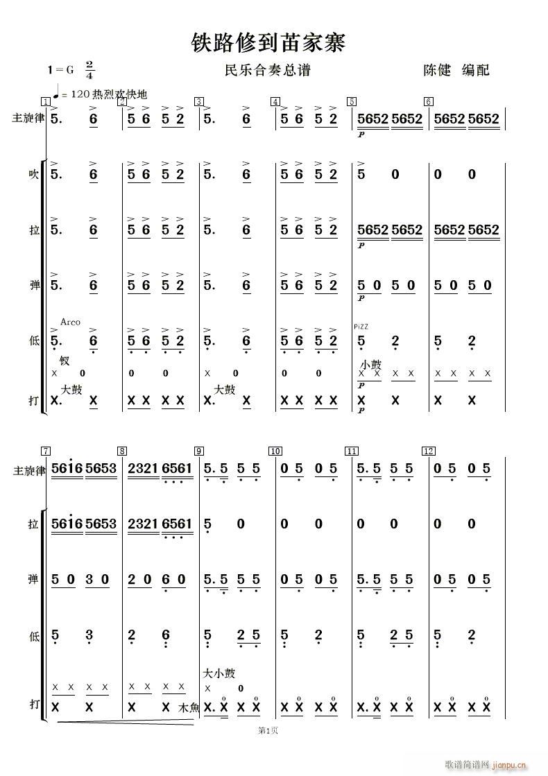 铁路修到苖家寨 民乐合奏(总谱)1