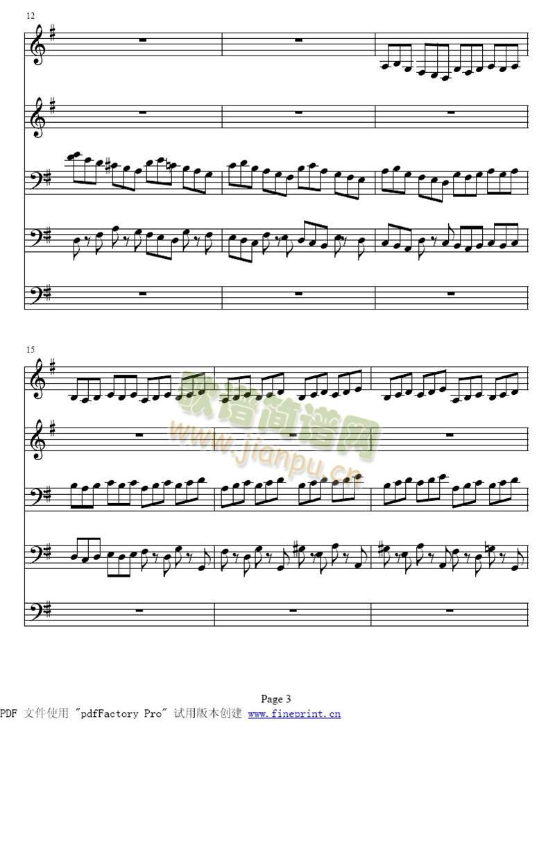 巴赫Ｇ大调铜管五重奏1-8(总谱)3