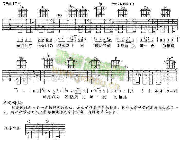 下雨的時(shí)候會(huì)想你-阿杜(吉他譜)3