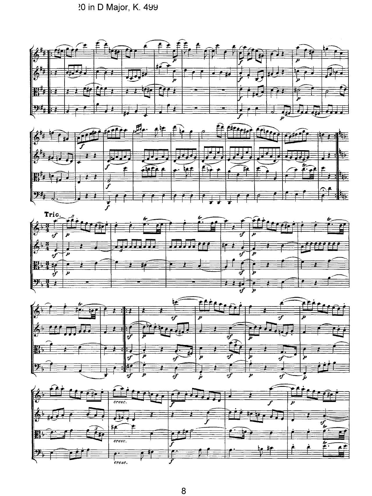 Mozart Quartet No 20 in D Major K 499(总谱)8