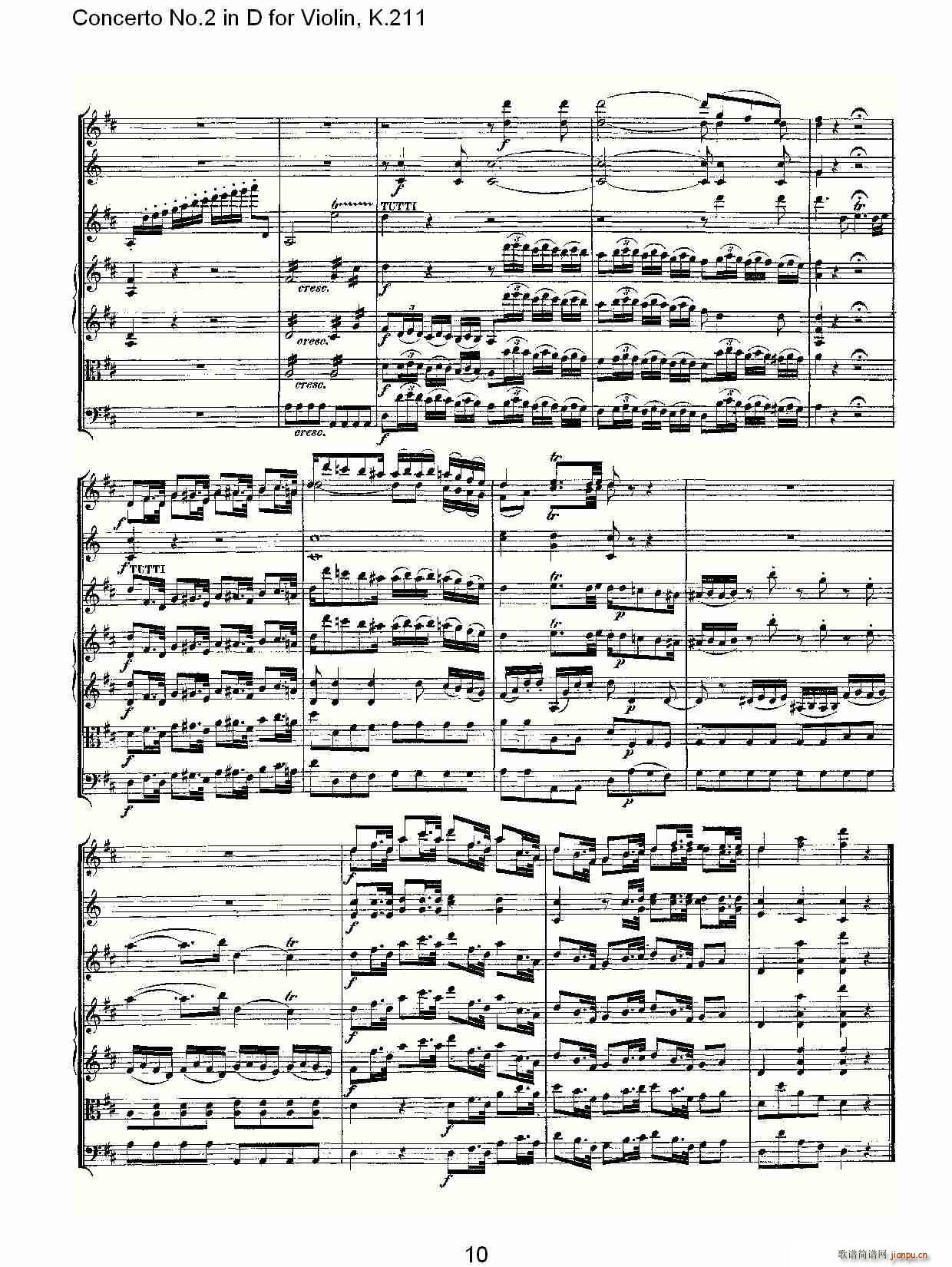 Concerto No.2 in D for Violin, K.211(小提琴谱)10