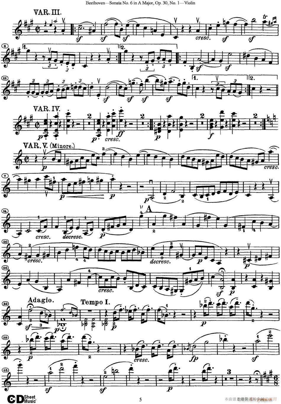 Violin Sonata No 6 in A Major Op 30 No 1(小提琴谱)5