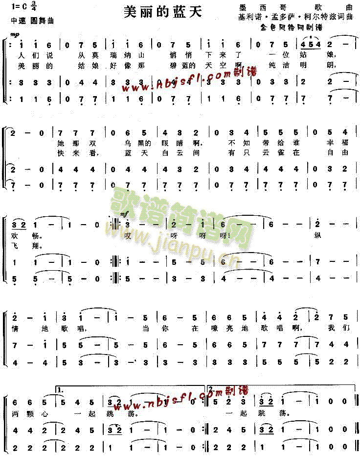 美丽的蓝天(合唱谱)1