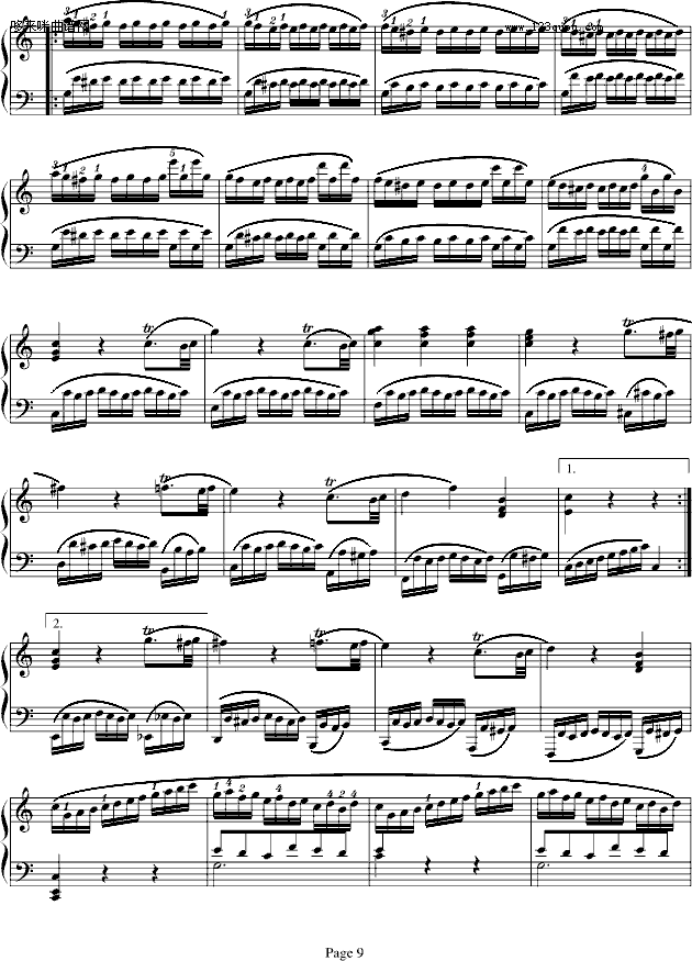 小星星变奏曲K.265-莫扎特(钢琴谱)9