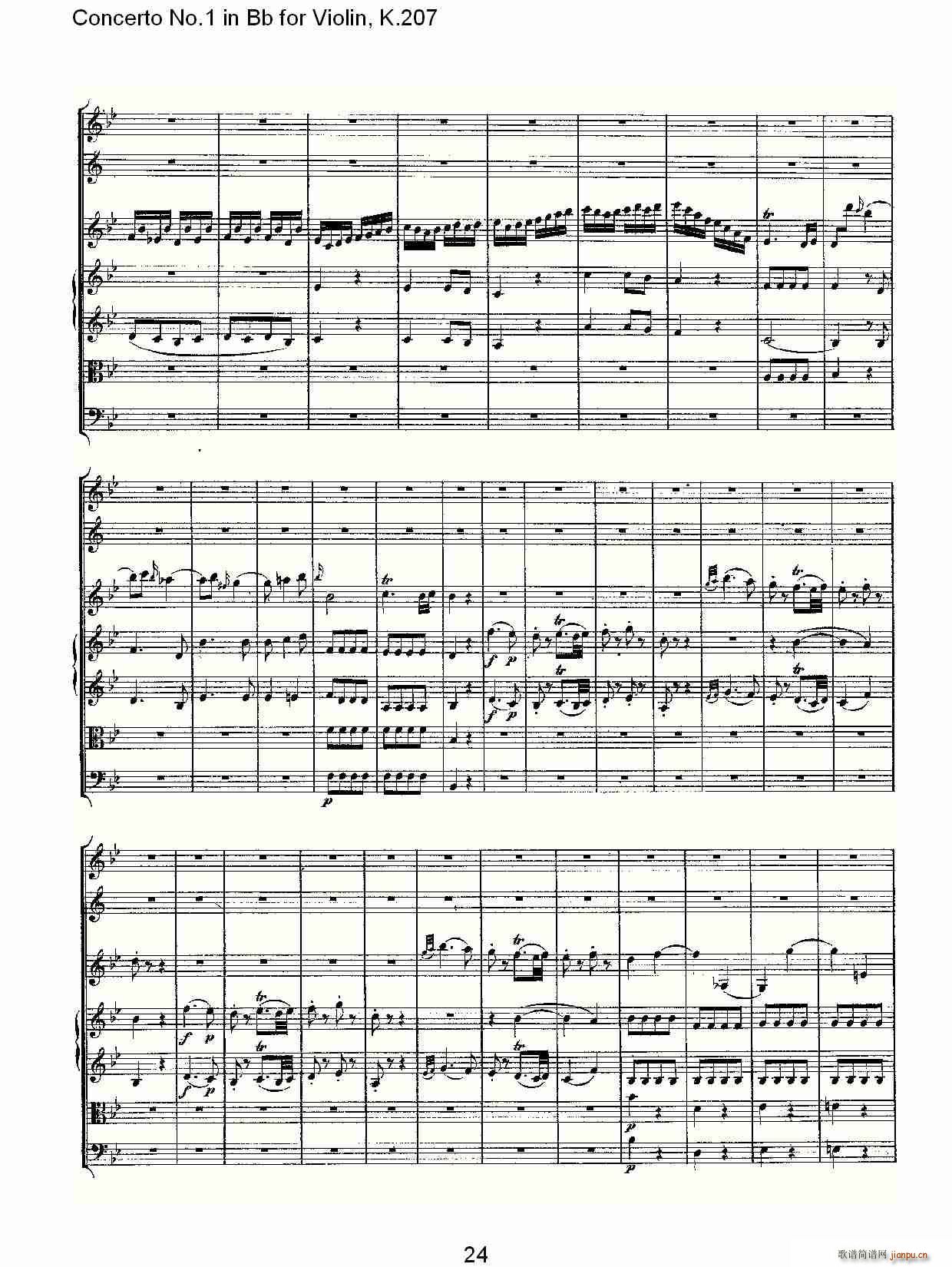 Concerto No.1 in Bb for Violin, K.207(小提琴谱)24