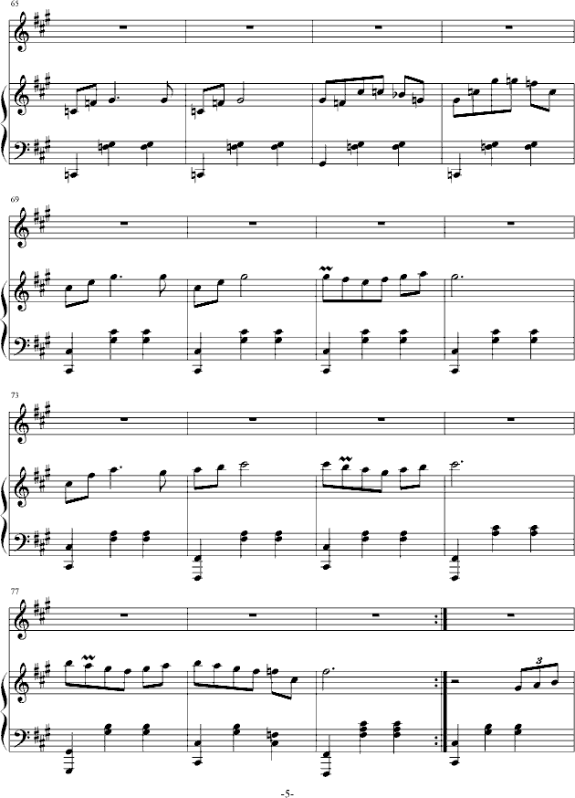 考试心情（钢琴+长笛）(钢琴谱)5