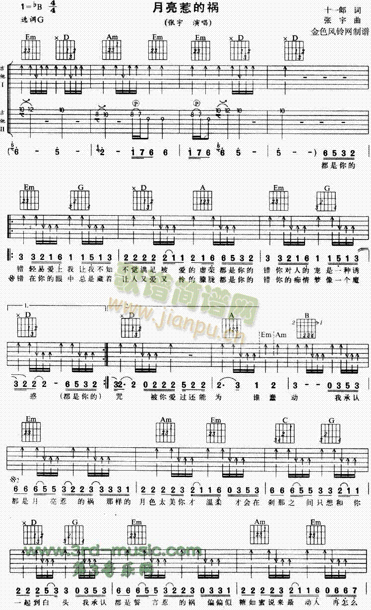 月亮惹的禍(吉他譜)1