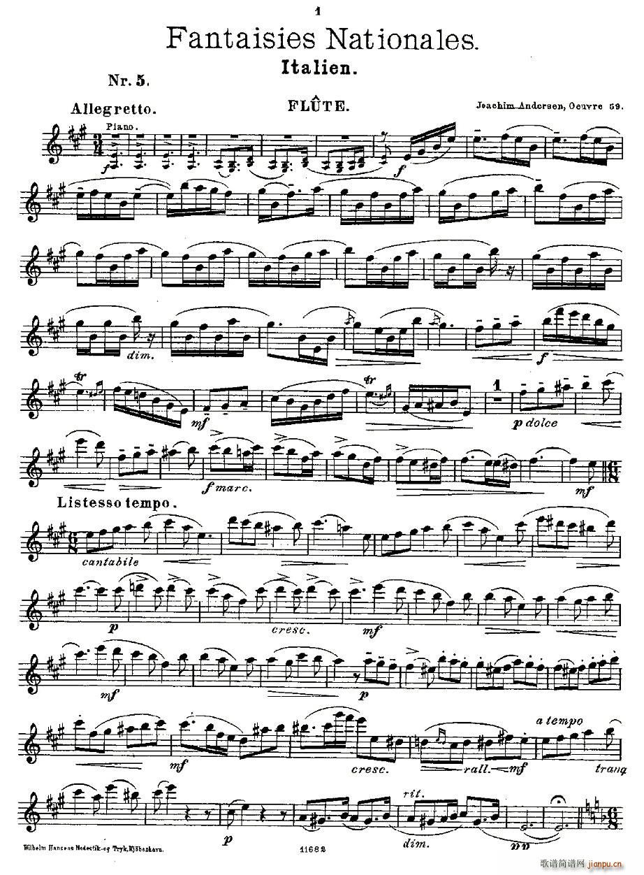 Fantaisies nationales. Op. 59, 5.(笛箫谱)1