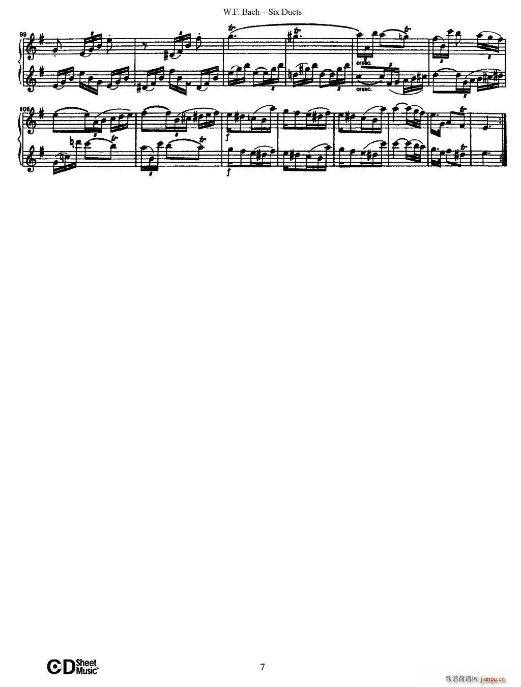W F 巴赫 六首二重奏练习曲 1(笛箫谱)7