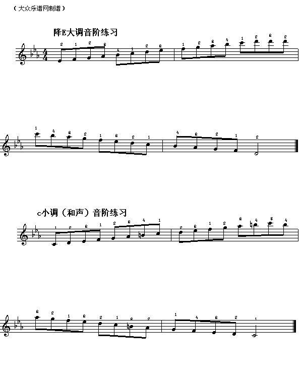 降E大调及c小调音阶练习(十字及以上)1