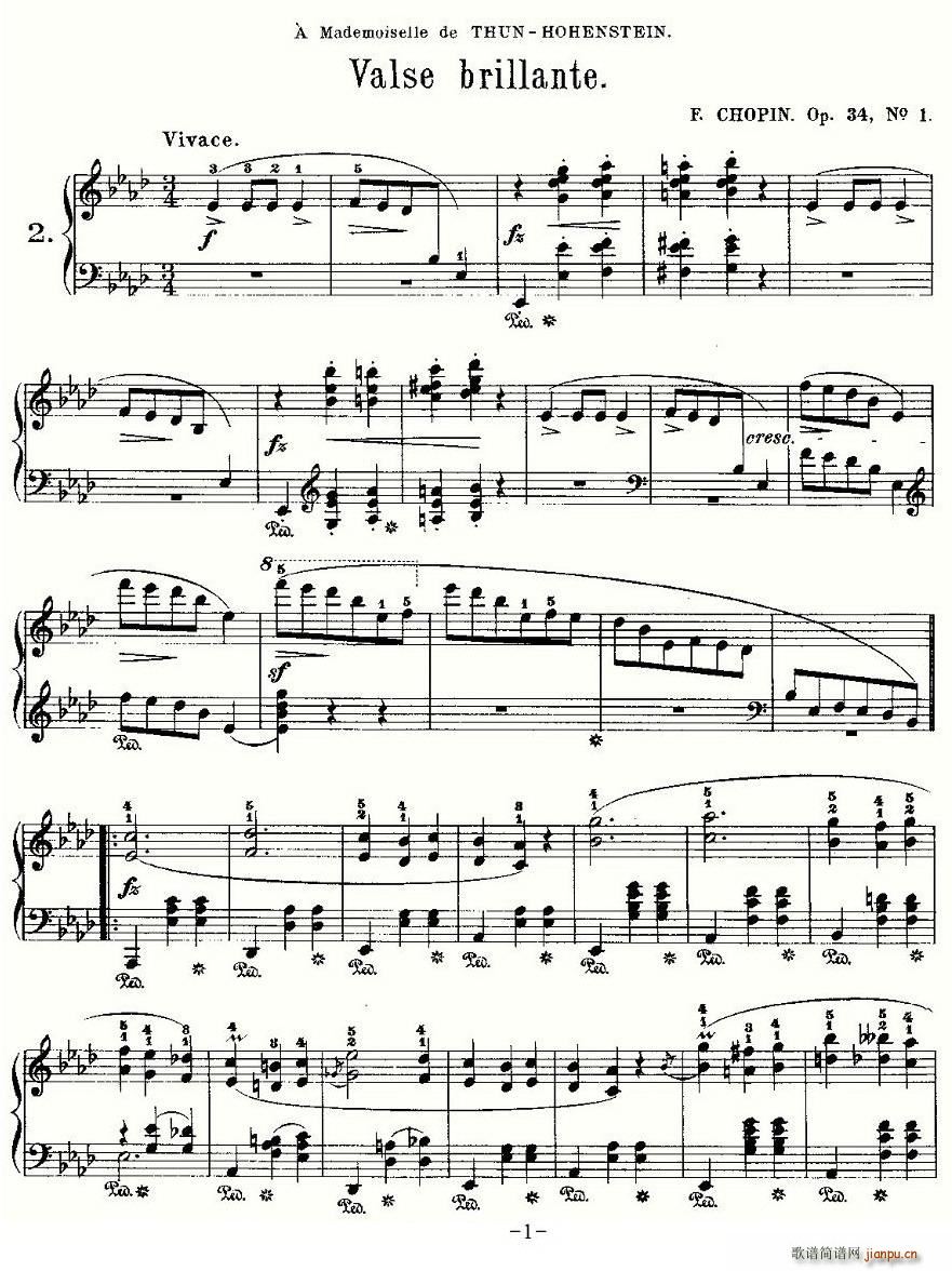 valse brillante，Op.34, No.1(十字及以上)1