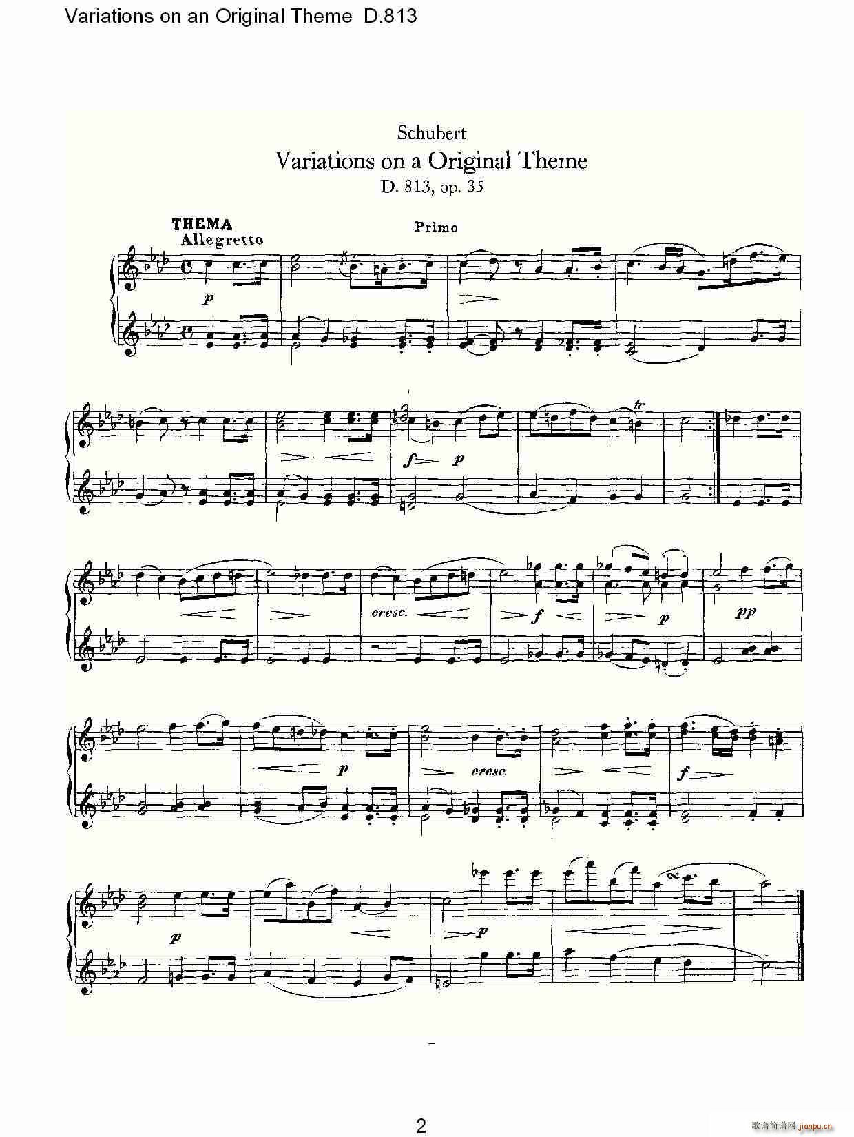 Variations on an Original Theme D.813 2