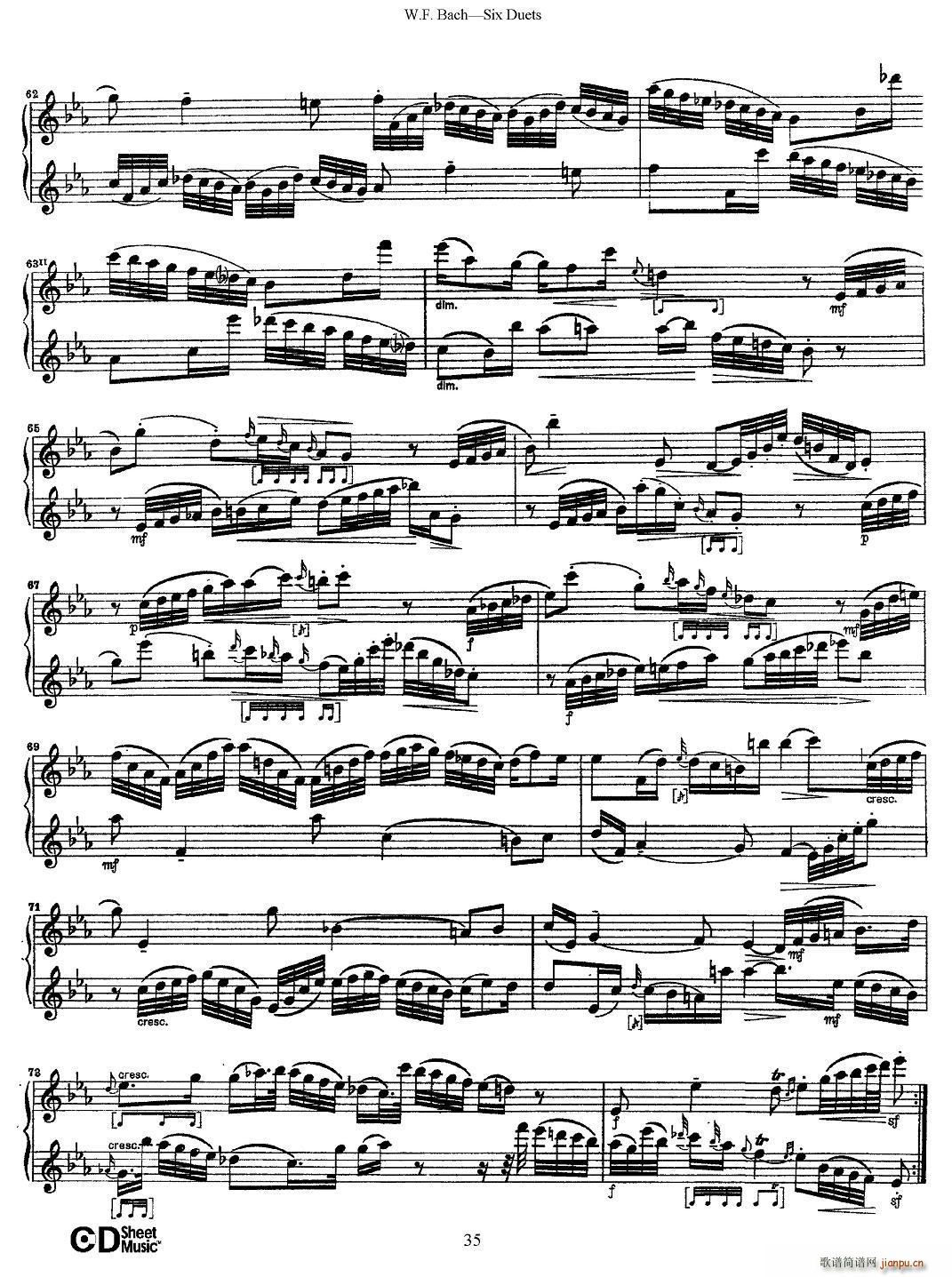 W F 巴赫 六首二重奏练习曲 5(笛箫谱)6