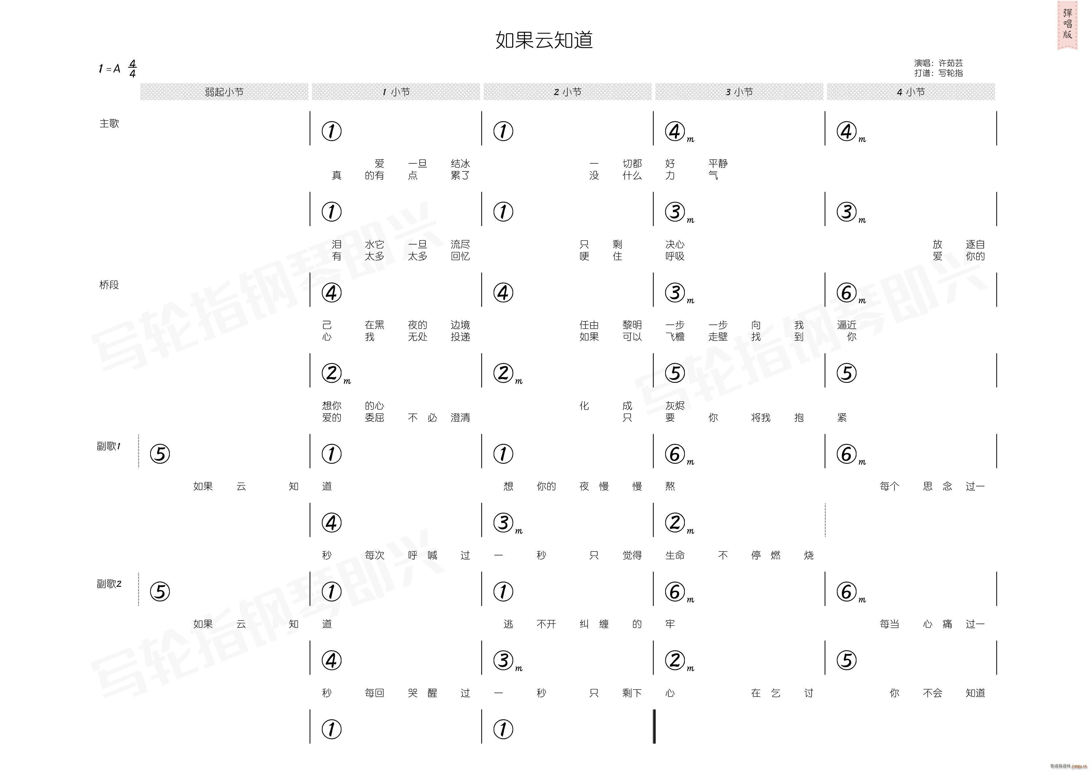 如果云知道 和弦(八字歌谱)3